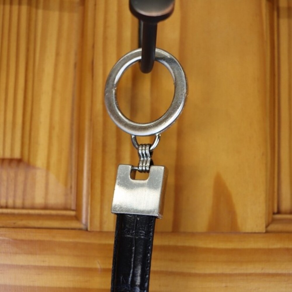 Black Croco Embossed Leather Belt XXSmall